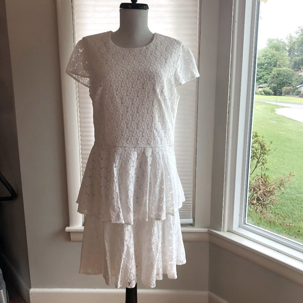 Simply Sweet White Floral Lace Dress by Gal Meets Glam in US Size 12